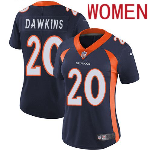 Women Denver Broncos #20 Brian Dawkins Navy Blue Nike Vapor Limited NFL Jersey